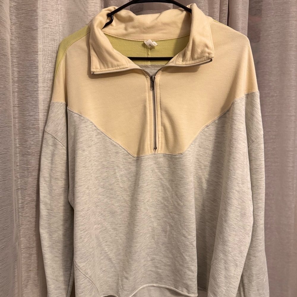 Beige and Gray Half-Zip Sweater
